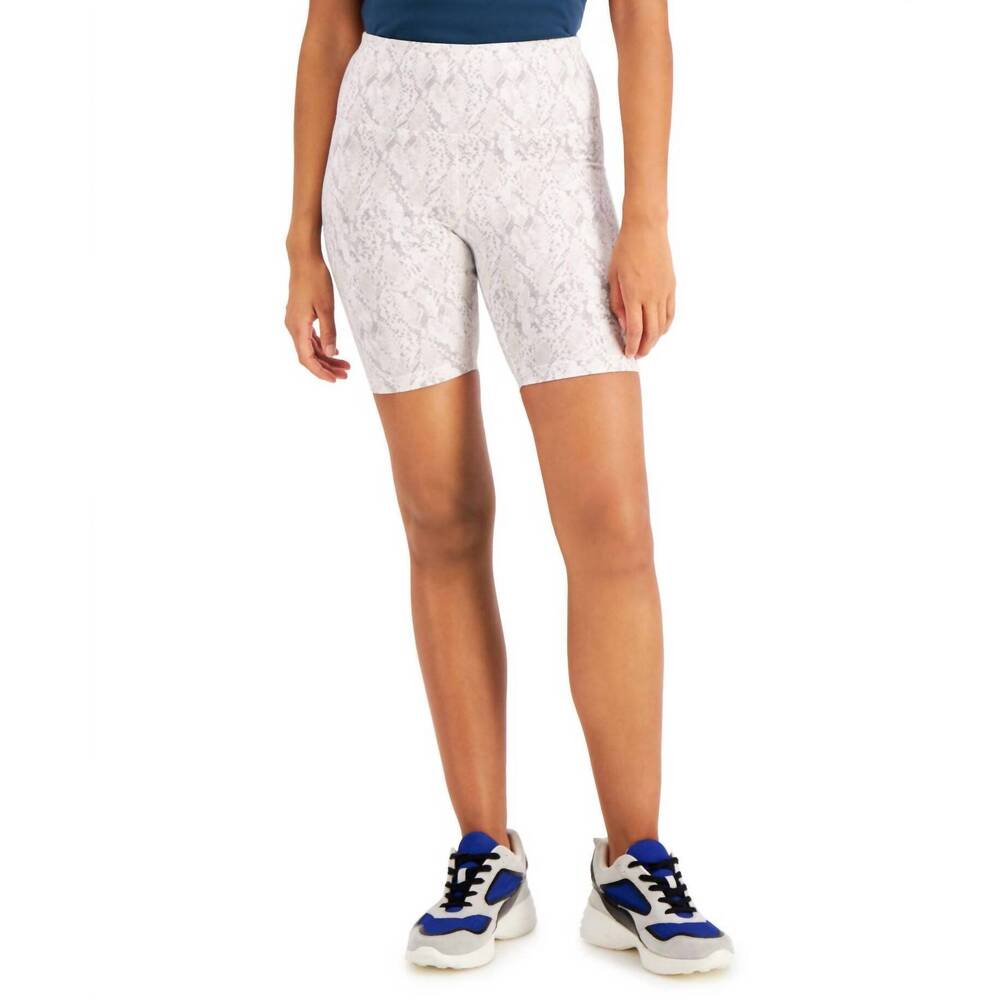 NEW I.N.C. INTERNATIONAL CONCEPTS printed bike shorts in snake white